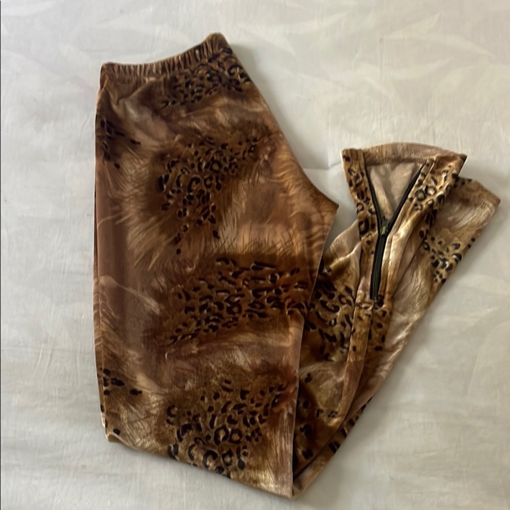 SPELL Leopard Print Brown Velvet Pants